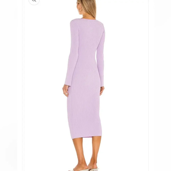 LPA Salvatore Dress in Lilac Ribbed Knit Midi size Medium - Picture 2 of 8